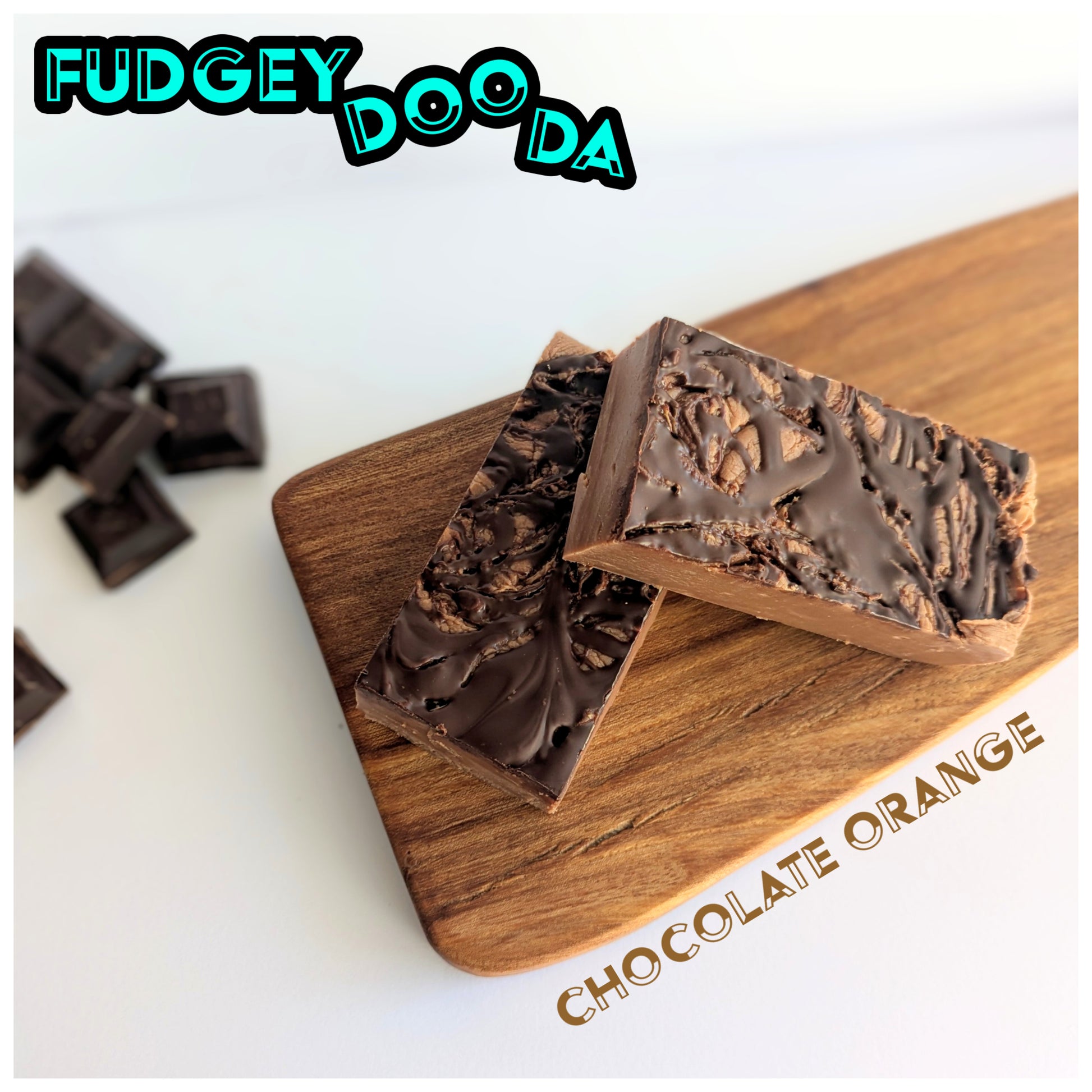 Photo of homemade chocolate orange fudge